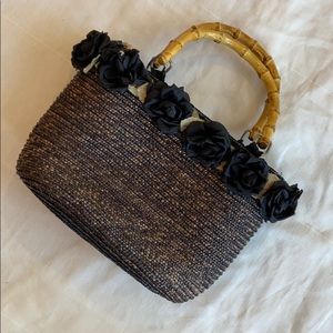 VTG Black Rose Basket Bag